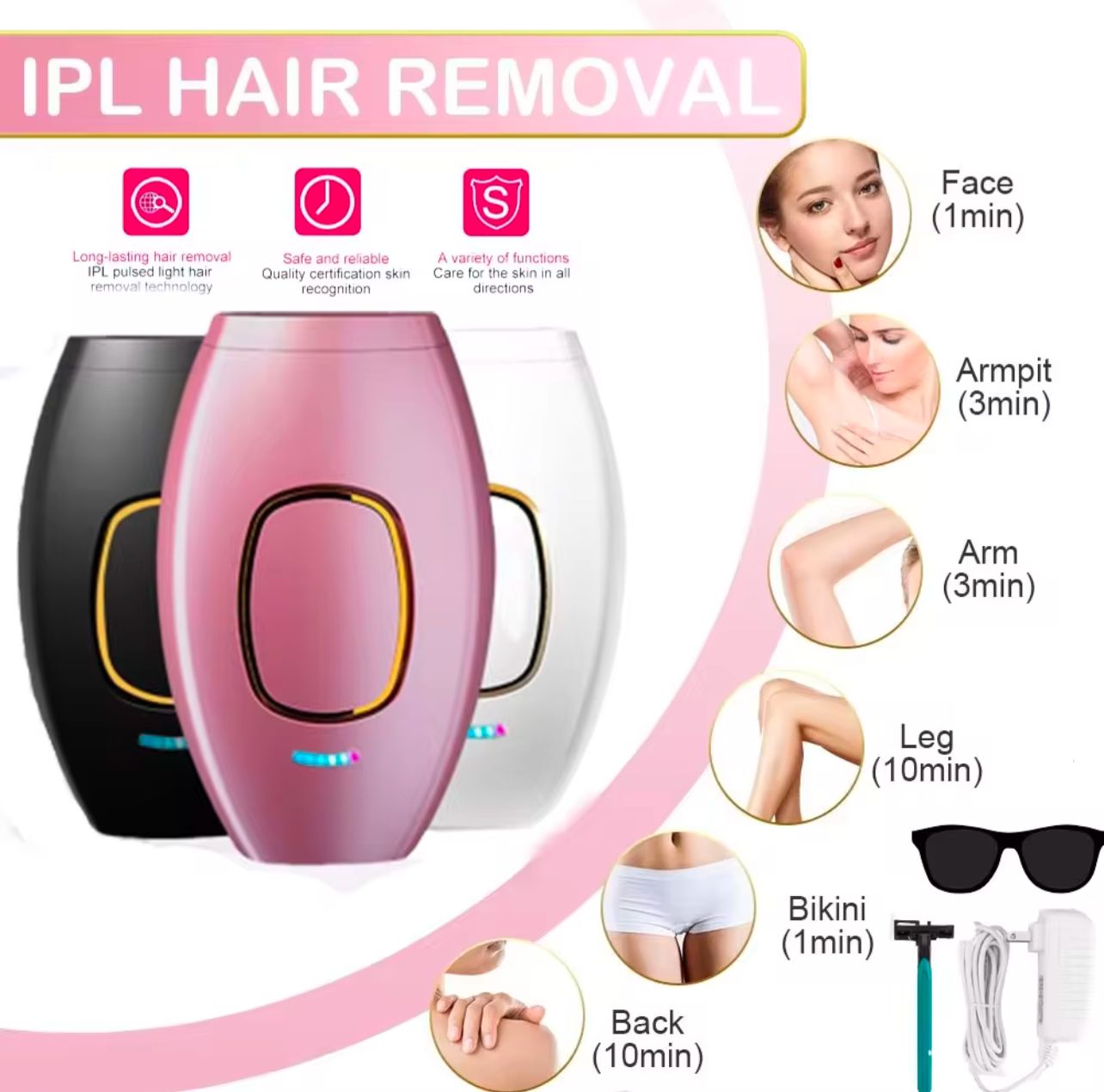 IPL PARMENENT LASER HAIR REMOVAL HANDHELD GEVICE KIT
