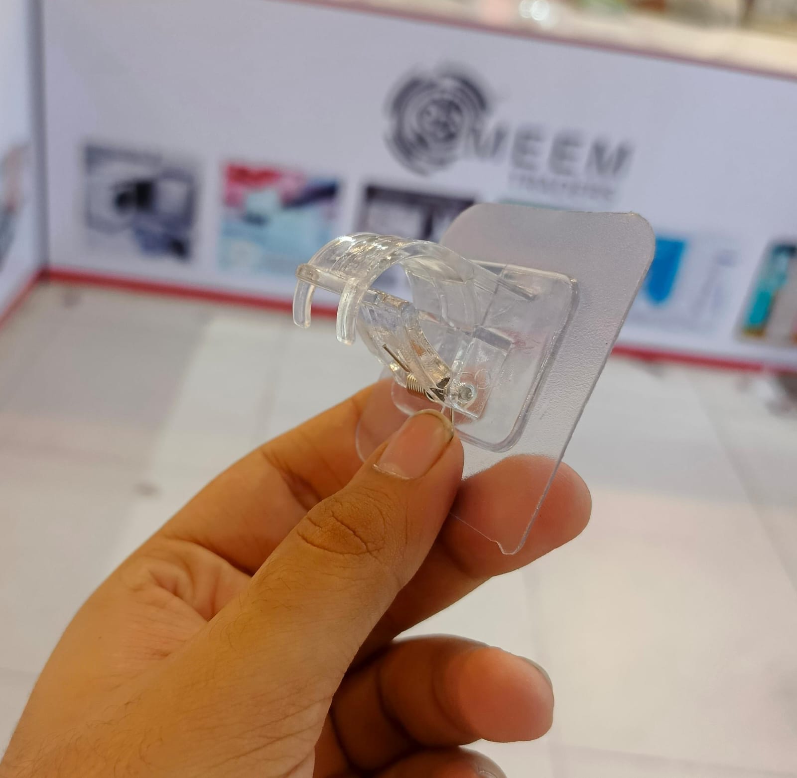 Pack of 2 Transparent PVC Adhesive Curtain Rod Hook