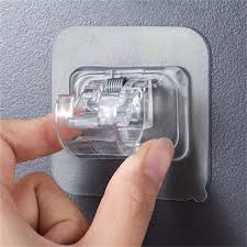 Pack of 2 Transparent PVC Adhesive Curtain Rod Hook